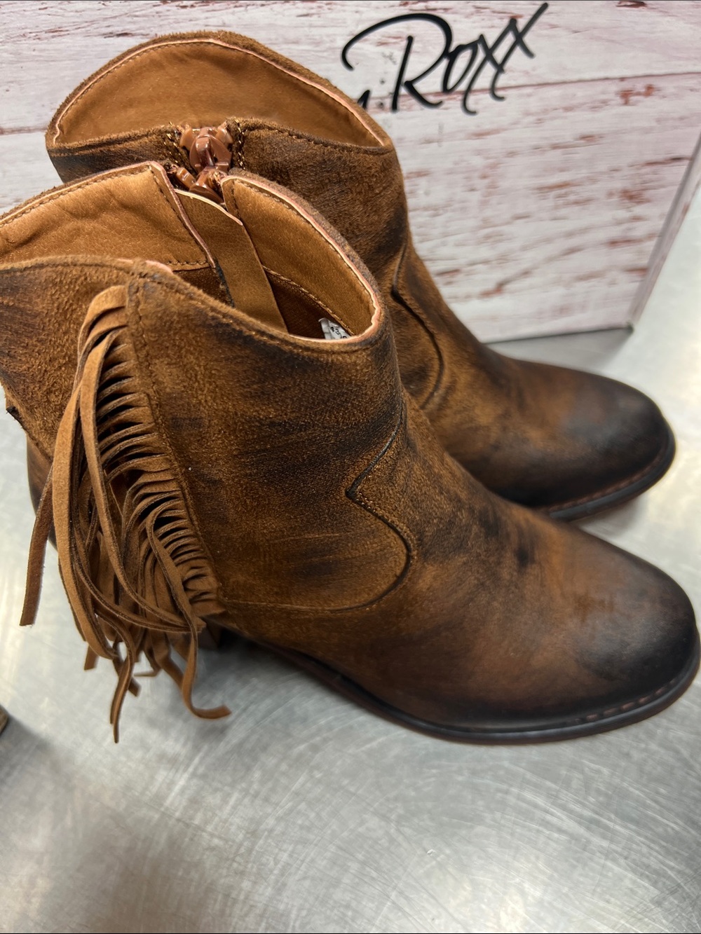 Blazin Roxx Brown Fringe Ankle Booties Size 6